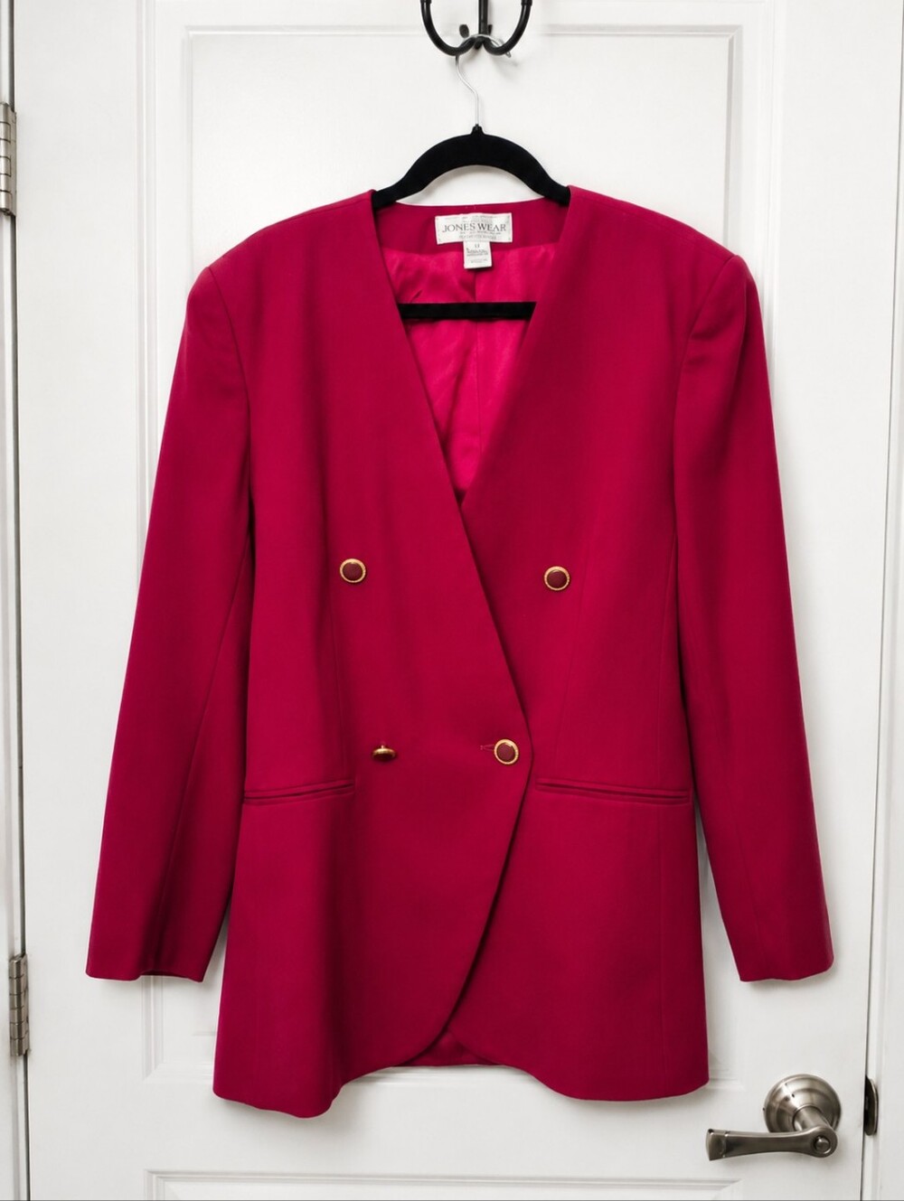Vintage 80's Jones Wear Women's Berry Pink  Double-Breasted Blazer